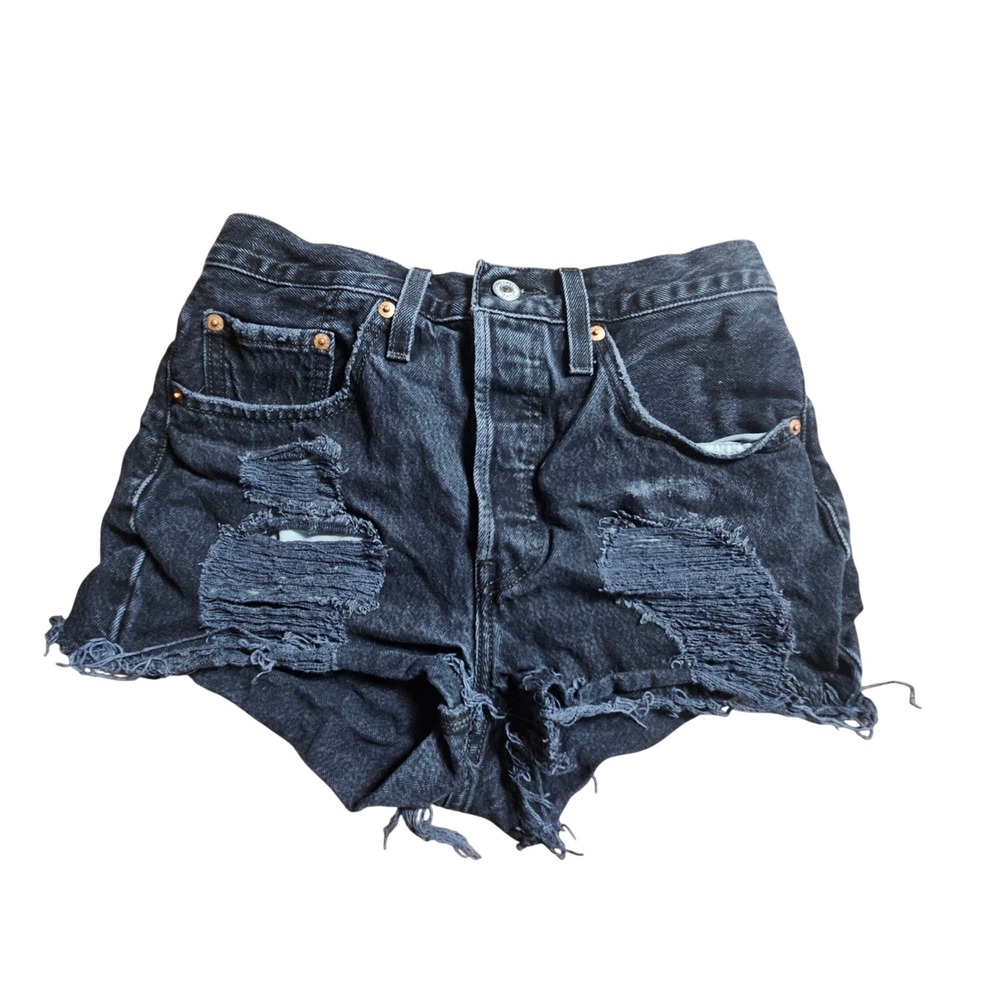 Levi's 501 Original High Rise Distressed Denim‎ Cut Off Shorts 27 Button Fly